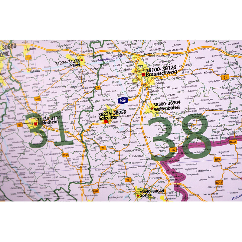 GeoMetro Mapa regional Códigos postales de Baja Sajonia (100 x 123 cm)