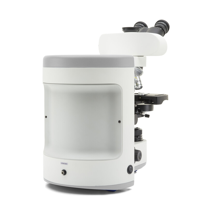 Optika Microscopio B-810LD4, trino, HF, FL, infinito, plano, 40-1000x, LED, cubo de filtros LED azul y verde