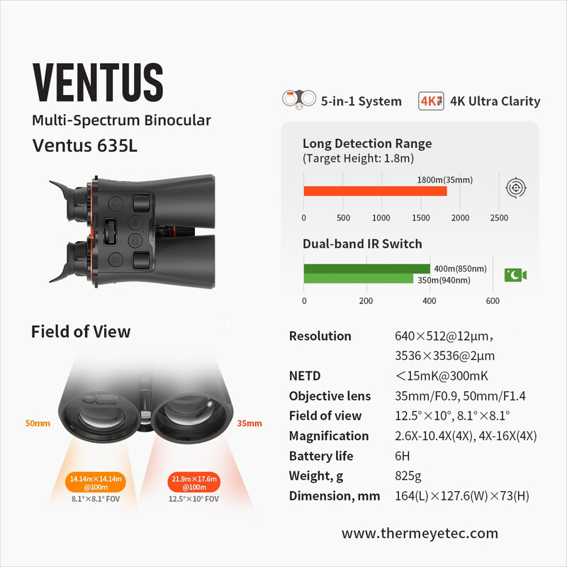 ThermTec Dispositivo de visión nocturna Ventus 635L
