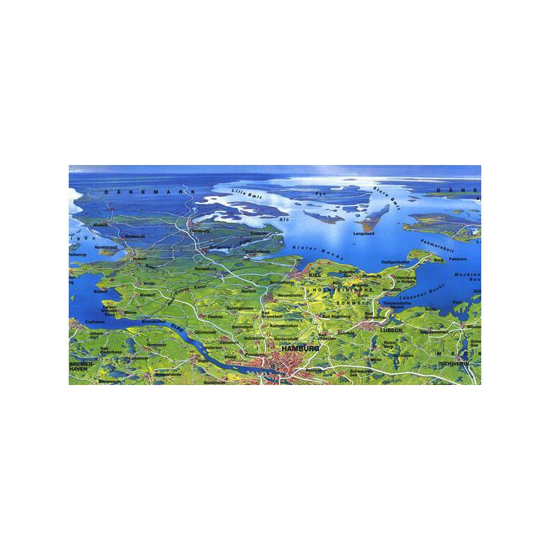 Bacher Verlag Panorama grande de Alemania, mapa original de MAIR